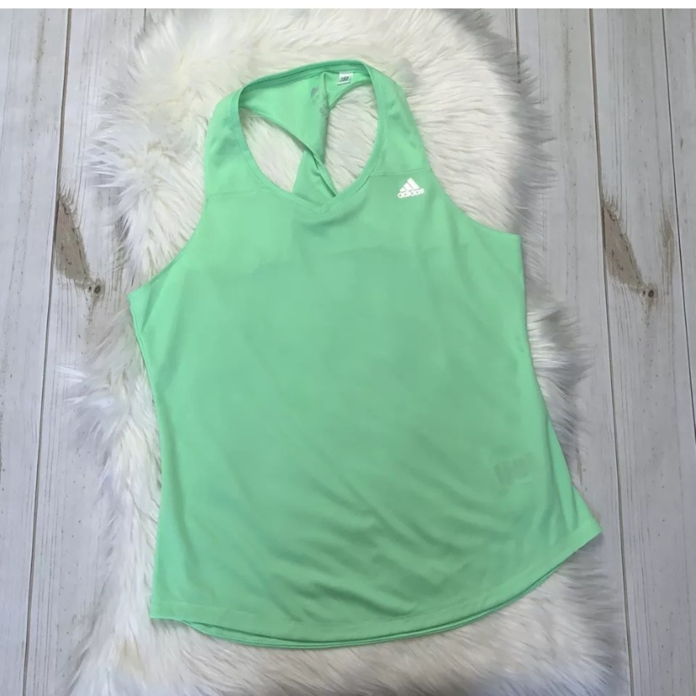 ADIDAS Neon Green Razorback Twist Back Tank - Picture 1 of 7
